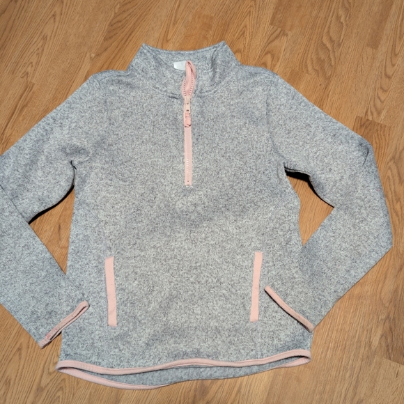 Athletic Works Other - Athletic Works Girls Quarter Zip Fleece Pullover - Grey/Pink - Size L (10-12)